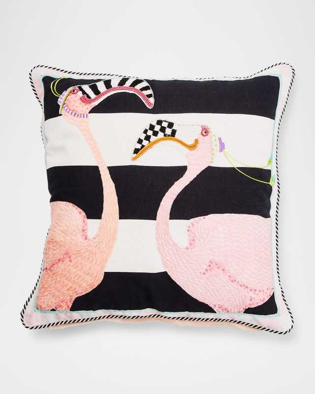 Patience Brewster Flamingo Throw Pillow, 18" Square
